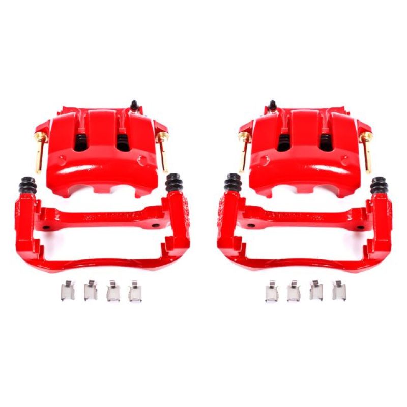 Power Stop 05-14 Ford Mustang Front Red Calipers w/Brackets - Pair Brake Calipers - Perf PowerStop