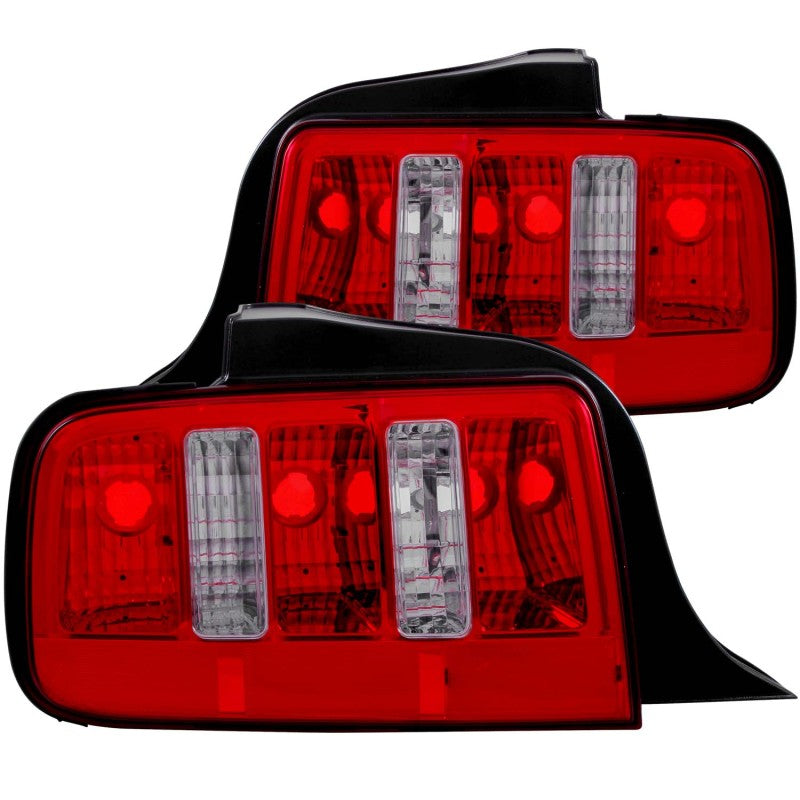 ANZO 2005-2009 Ford Mustang Taillights Red/Clear - 2010 Style Tail Lights ANZO