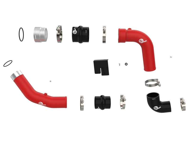 aFe 23-24 Ford Diesel Trucks V8-6.7L (td) BladeRunner Aluminum Hot and Cold Charge Pipe Kit - Red Intercoolers aFe