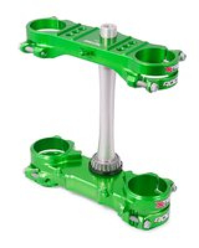XTrig 19+ Kawasaki KX 250 4T/ KX 450 4T ROCS Tech Triple Clamp 23 mm. Offset M12 - Green Clamps XTrig