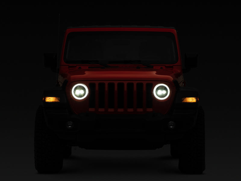 Raxiom 18-22 Jeep Wrangler JL/JT Axial Series LED Headlights- Black Housing (Clear Lens) Headlights Raxiom