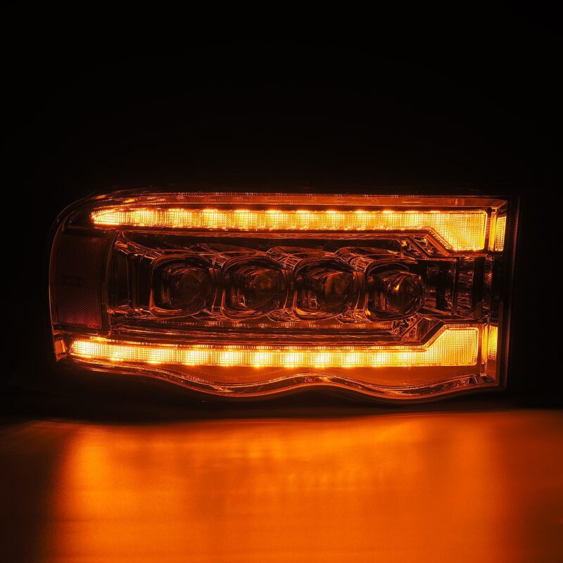 AlphaRex 02-05 Dodge Ram 1500 NOVA LED Proj Headlights Plank Style Chrome w/Activ Light/Seq Signal Headlights AlphaRex