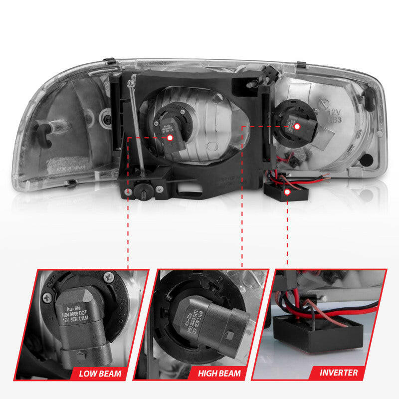ANZO 99-17 GMC Sierra/Denali Headlights Chrome Amber (w/C Light Bars) Headlights ANZO