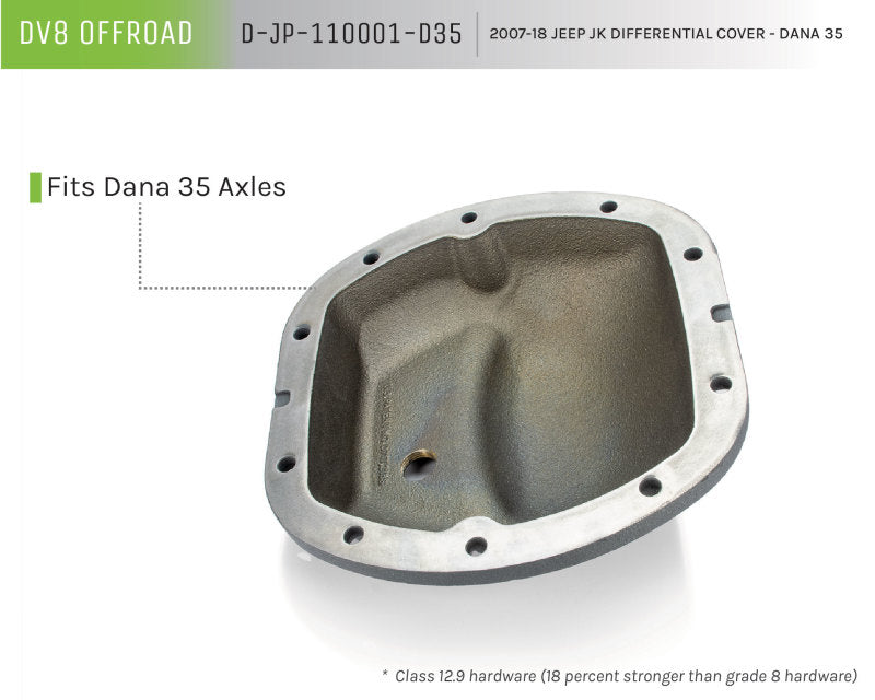 DV8 Offroad HD Dana 35 Diff Cover Cast Iron Gray Powdercoat Diff Covers DV8 Offroad
