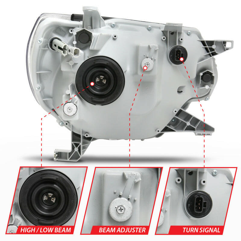 ANZO 2012-2015 Toyota Tacoma Crystal Headlights Black Headlights ANZO