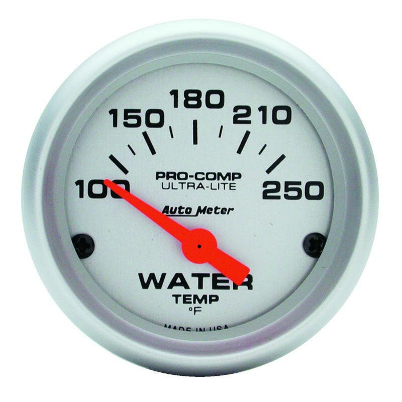 Autometer Ultra-Lite 52mm 100-250 Deg F Short Sweep ElectricWater Temp Gauge Gauges AutoMeter