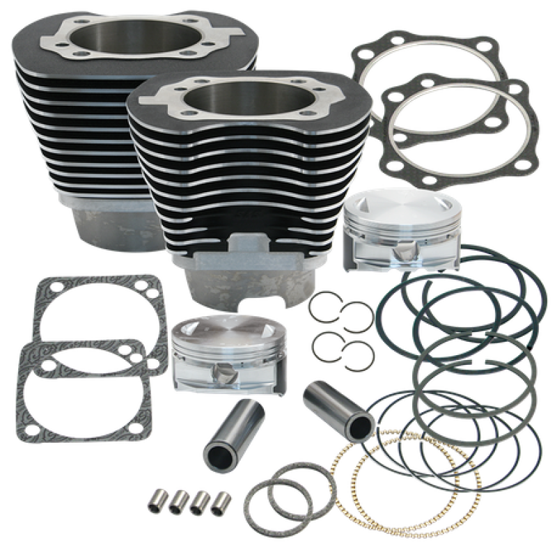 S&S Cycle 99-06 BT 4 1/8in Bore Cylinder & Piston Kit Early Production T111 Engines - Wrinkle Black Piston Sets - Powersports S&S Cycle