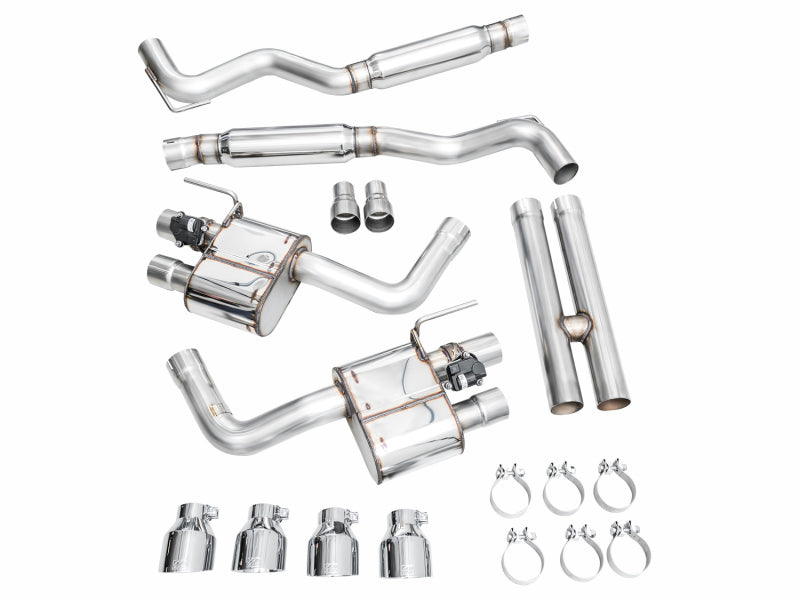 AWE 2024 Ford Mustang GT Fastback S650 RWD SwitchPath Catback Exhaust w/ Quad Chrome Silver Tips Catback AWE Tuning