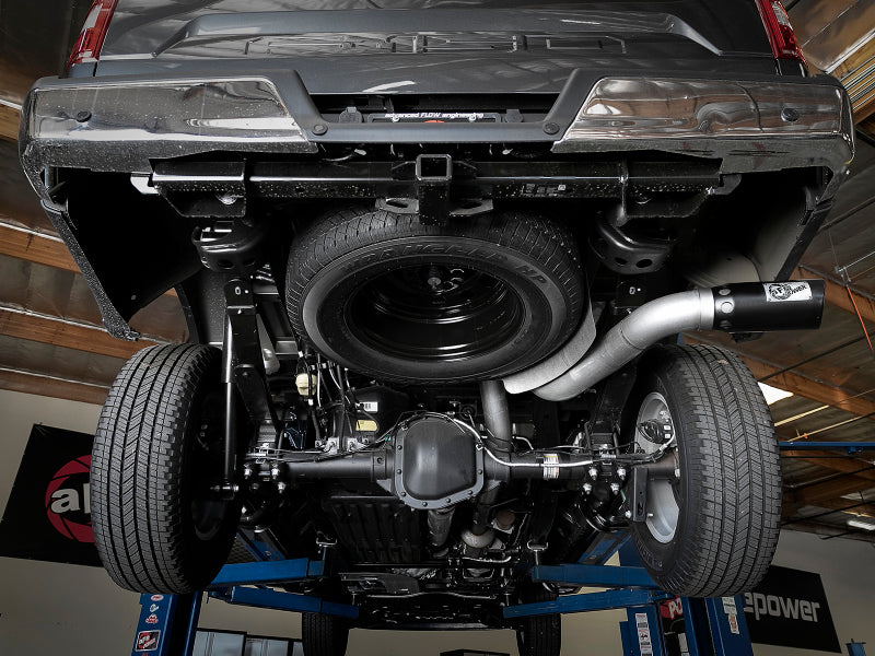aFe Large Bore-HD 4in 409 SS DPF-Back Exh 18-19 Ford F-150 V6-3.0L (td) w/ Black Tip DPF Back aFe