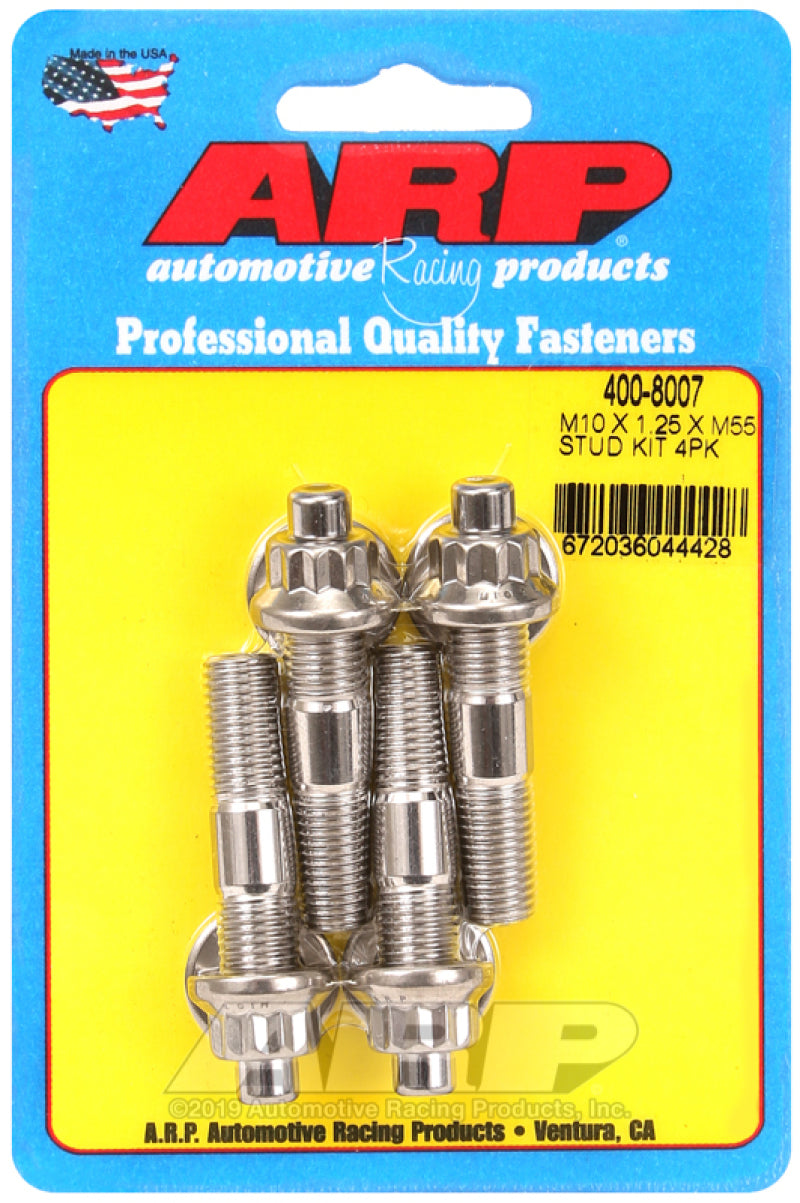 ARP M10 x 1.25 x 55mm Broached 4 Piece Stud Kit Hardware - Singles ARP