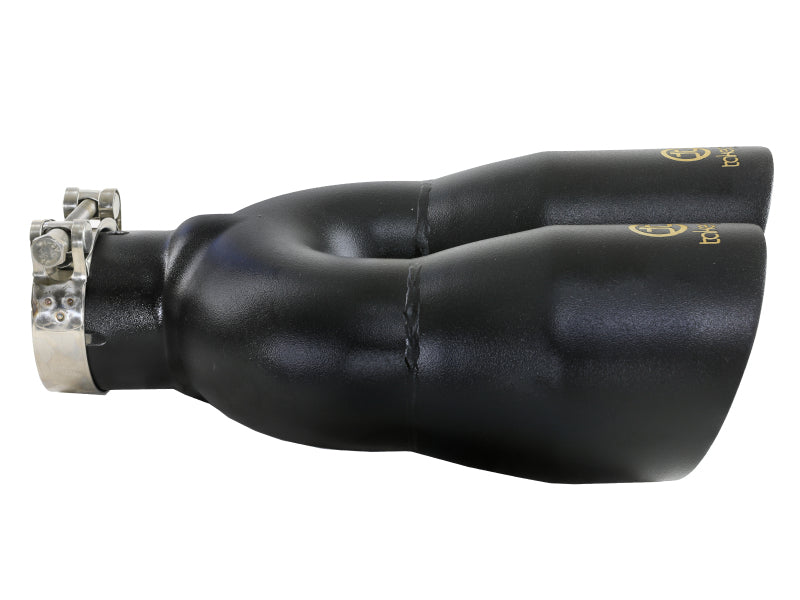 aFe Takeda 2.5in 304 Stainless Steel Clamp-on Exhaust Tip Driver Side 2.5in Inlet 4inDual-Black Tips aFe