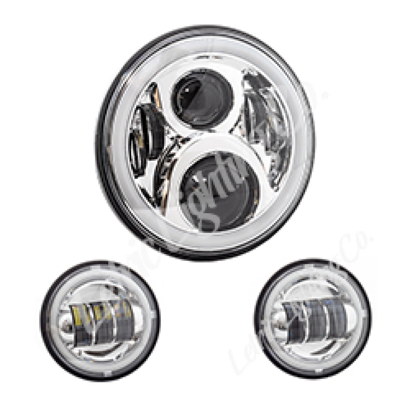 Letric Lighting 7in LED Chrome Full-Halo Indian Headlights Letric Lighting