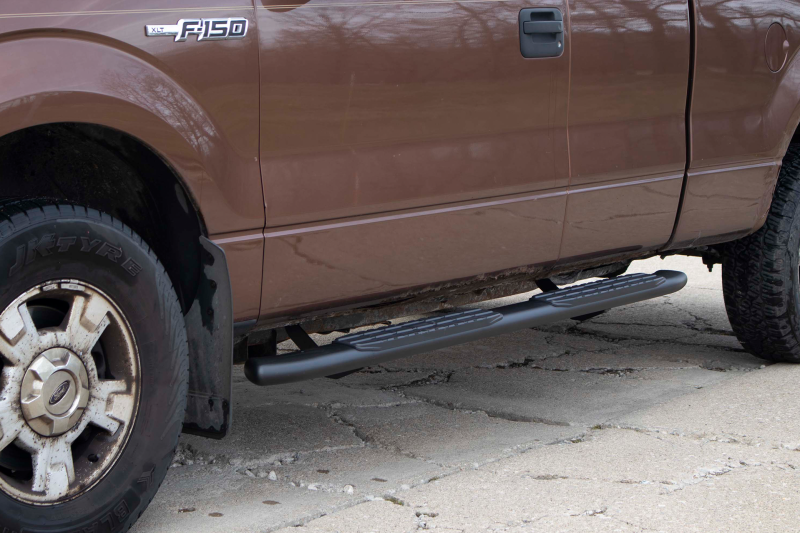 Fishbone Offroad 09-14 Ford F150 Extended Super Cab Oval Side Steps - Black Textured Side Steps Fishbone Offroad