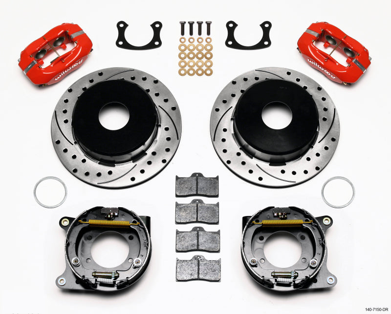 Wilwood Forged Dynalite P/S Park Brake Kit Drilled Red Big Ford New 2.50in Offset Currie Blank Big Brake Kits Wilwood