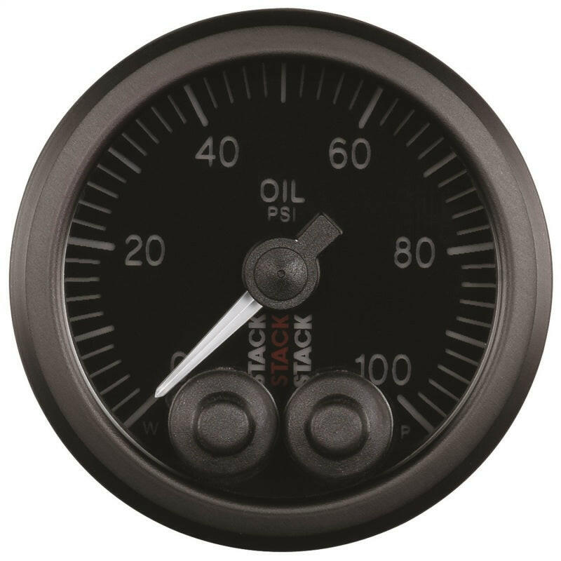 Autometer Stack Instruments Pro Control 52mm 0-100 PSI Oil Pressure Gauge - Black (1/8in NPTF Male) Gauges AutoMeter