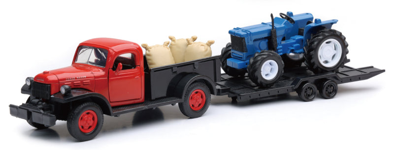 New Ray Toys 1946 Dodge Power Wagon with Farm Tractor/ Scale - 1:32 Toys New Ray Toys