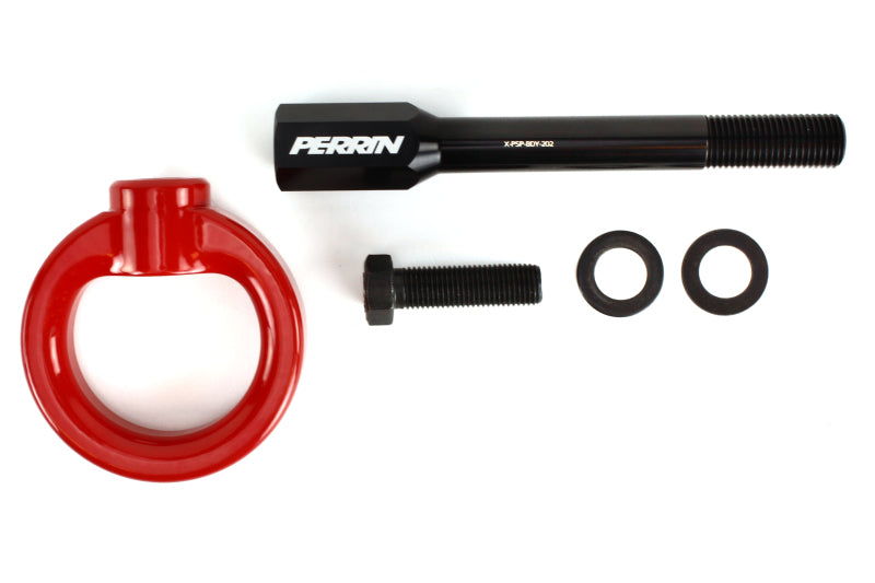 PERRIN 02-07 Subaru WRX/STI Tow Hook Kit (Front) - Red Tow Hooks Perrin Performance