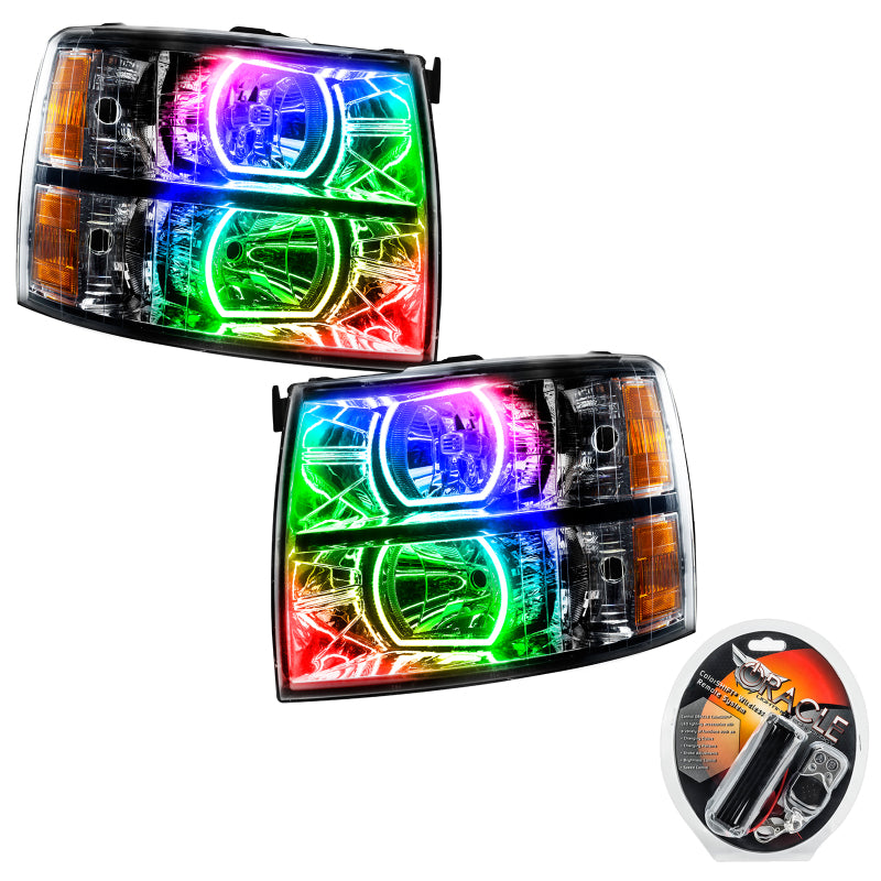 Oracle 07-13 Chevrolet Silverado SMD HL - Black - Square Style - ColorSHIFT Headlights ORACLE Lighting