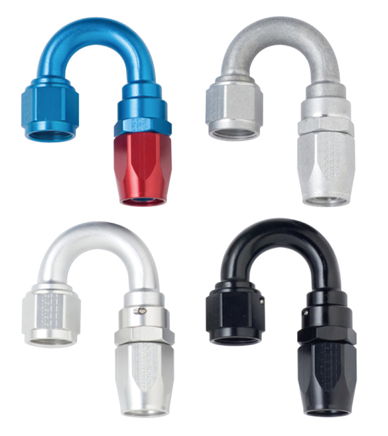 Fragola -8AN x 180 Degree Power Flow Hose End - Blue/Red Fittings Fragola