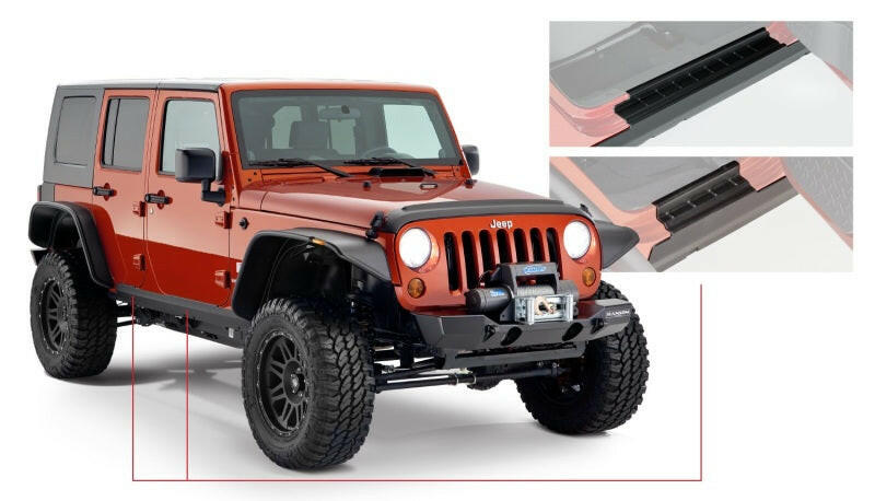 Bushwacker 07-18 Jeep Wrangler Unlimited Trail Armor Rocker Panel and Sill Plate Cover - Black Body Armor & Rock Rails Bushwacker