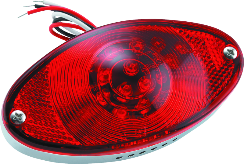 Bikers Choice Chrome LED Cateye Taillight Red Lens DOT Universal Tail Lights Bikers Choice
