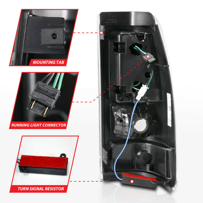 ANZO 2003-2006 Chevy Silverado 1500 LED Taillights Plank Style Black w/Clear Lens Tail Lights ANZO