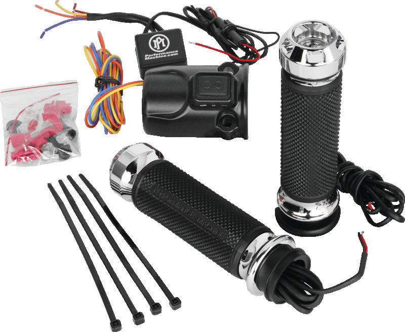 Performance Machine FLTRX TBW Heated Grips Apex - Chrome Grips Performance Machine