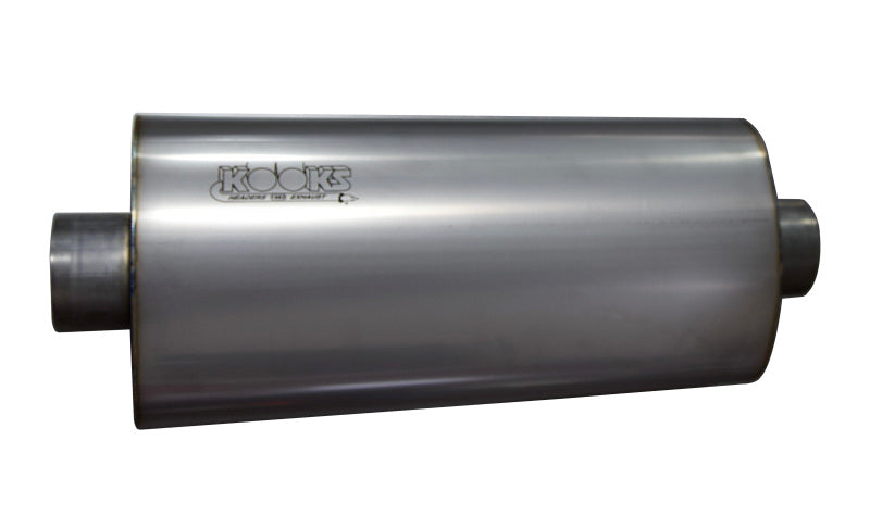 Kooks 3in Oval Center/Center Muffler 18in Long Body Polished Stainless Steel Muffler Kooks Headers