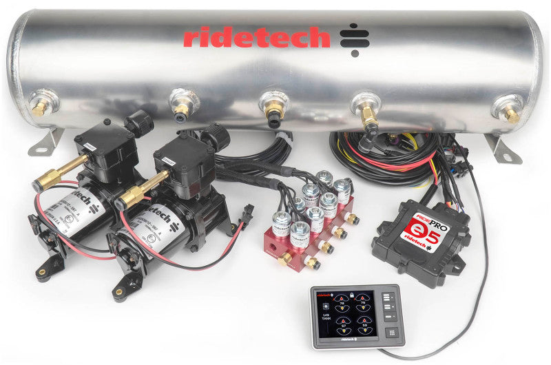 Ridetech RidePro E5 Air Ride Suspension Control System 5 Gallon Dual Compressor 1/4in Valves Air Compressor Systems Ridetech