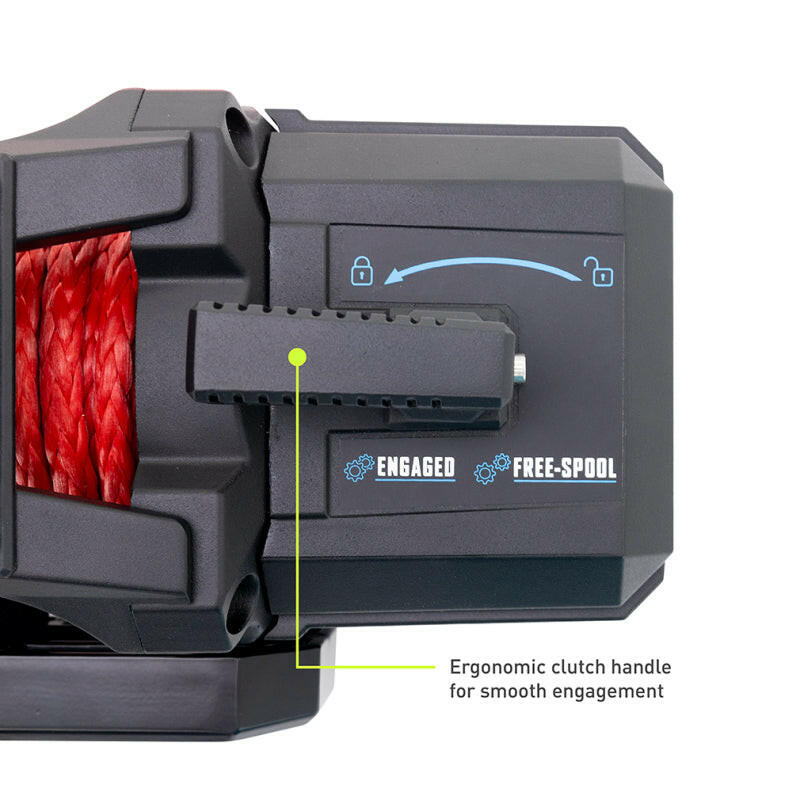 Borne Off-Road 10K Winch - Red Synthetic Rope Winches Borne Off-Road