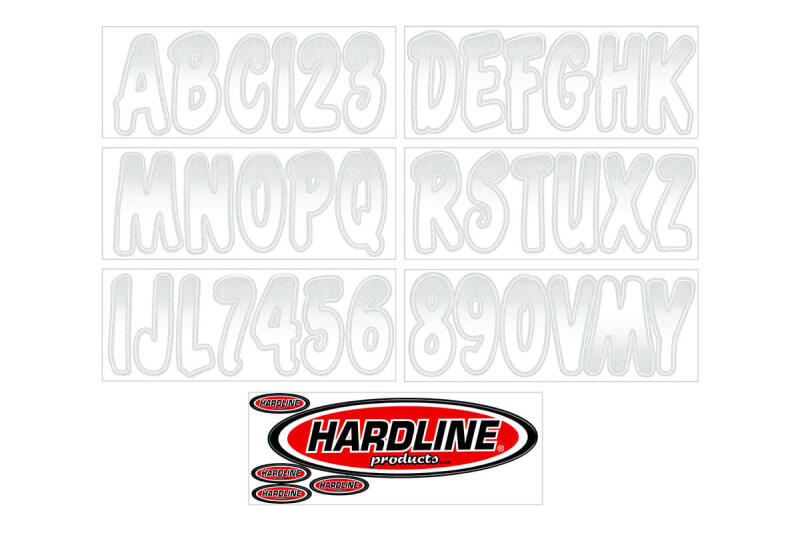 Hardline Boat Lettering Registration Kit 3 in. - 200 White/Silver Stickers/Decals/Banners Hardline