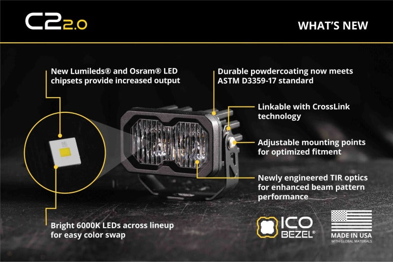 Diode Dynamics C2 2.0 SAE/DOT White Pro Standard LED Pod (Pair) Light Accessories and Wiring Diode Dynamics