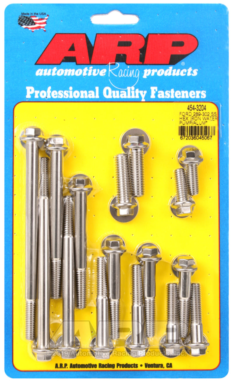 ARP Ford 289-302 SS Hex Iron Water Pump and Front Cover Bolt Kit Hardware Kits - Other ARP