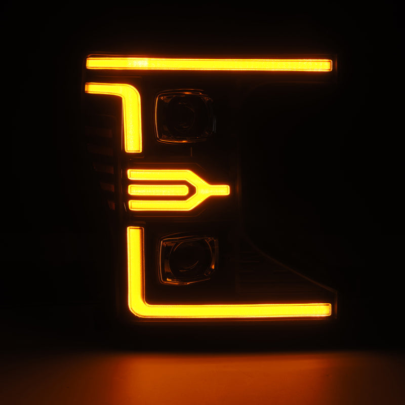 AlphaRex 20-22 Ford F-250/350/450/550 SD LUXX-Series LED Proj Headlights Bk w/Acv Light SS & SBDRL Headlights AlphaRex