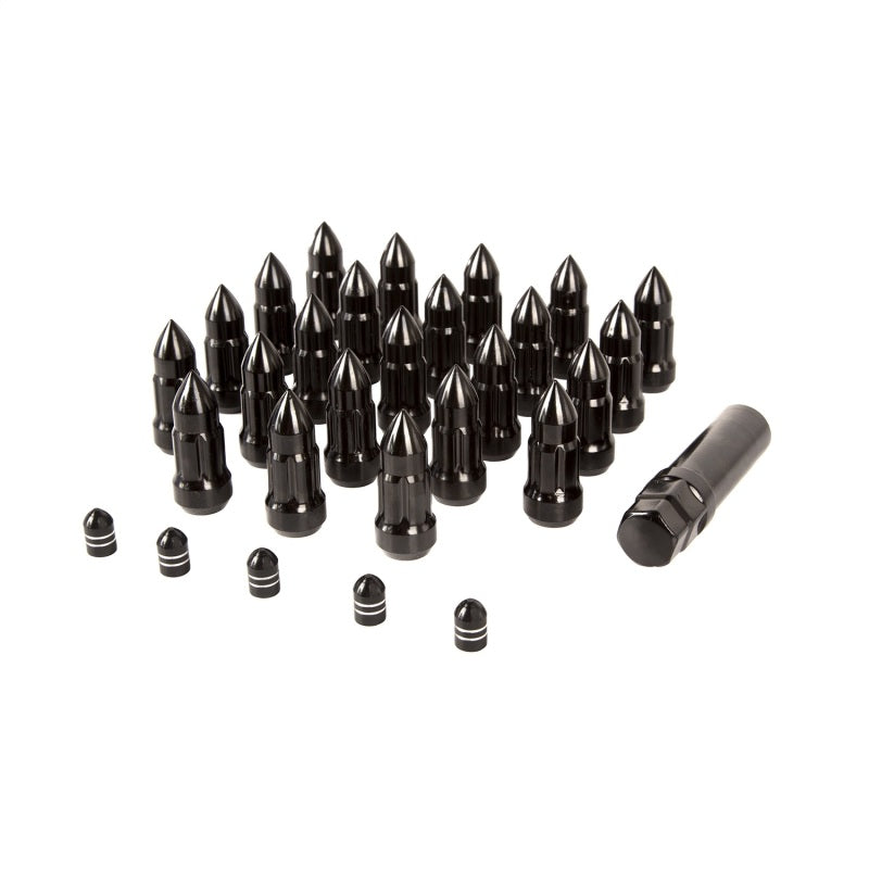 Rugged Ridge Bullet Lug Nut and Valve Stem Cap Kit Black 1/2-20 Lug Nuts Rugged Ridge
