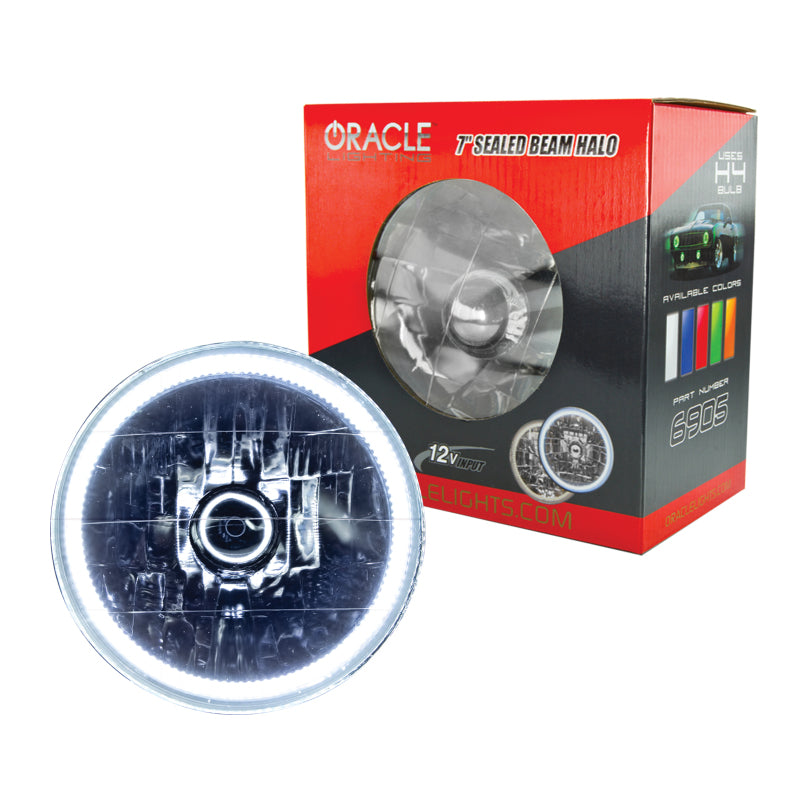 Oracle Pre-Installed Lights 7 IN. Sealed Beam - White Halo Headlights ORACLE Lighting