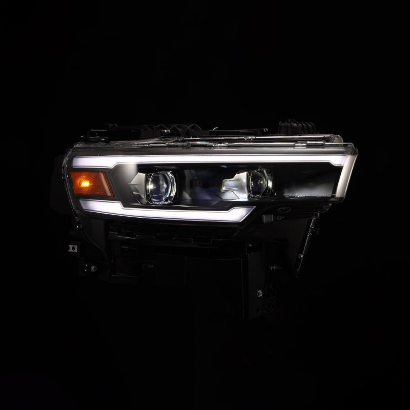 AlphaRex 25-26 Dodge Ram 1500 Luxx LED Proj Headlights -Black w/Activ Lit/ Seq Signal/Switchbk DRL Headlights AlphaRex