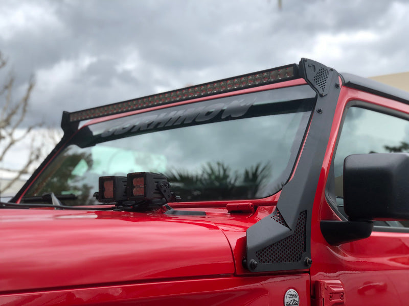 Go Rhino 18-20 Jeep Wrangler JL/JLU/Gladiator JT XE Windshield Light Bar Mount - 50in Single Row Light Mounts Go Rhino