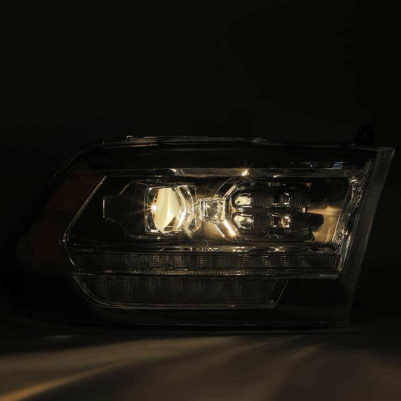 AlphaRex 09-18 Dodge Ram 2500 LUXX LED Proj Headlights Plank Style Black w/Activ Light/DRL Headlights AlphaRex