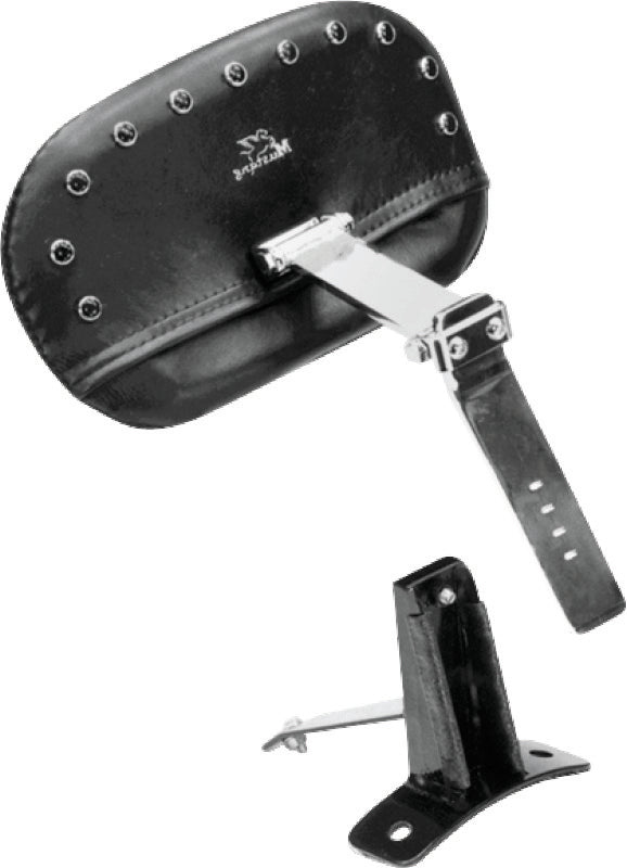 Mustang 08-21 Harley FL Touring Driver Backrest Kit w/Blk Pearl Studs- Black Backrests Mustang Motorcycle