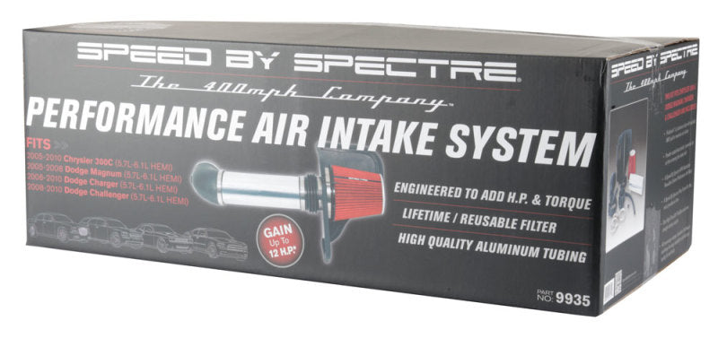Spectre 05-10 Chrysler 300C V8-5.7/6.1L F/I Air Intake Kit - Polished w/Red Filter Cold Air Intakes Spectre
