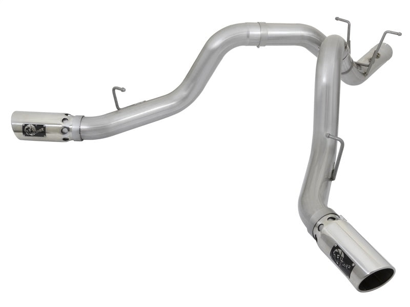aFe ATLAS 4in DPF-Back Alum Steel Exhaust System w/Dual Exit Polished Tip 2017 GM Duramax 6.6L (td) DPF Back aFe