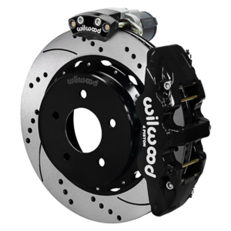 Wilwood 88-98 GM C1500 Aero4 Rear Elec. Parking Brake Kit 14in SRP Rotor 3.25in Offset - Blk Big Brake Kits Wilwood