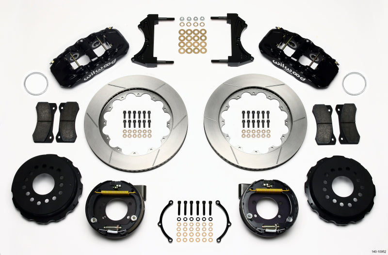 Wilwood AERO4 Rear P-Brake Kit 14.00in Ford 8.8 w/2.5in Offset-5 Lug Big Brake Kits Wilwood