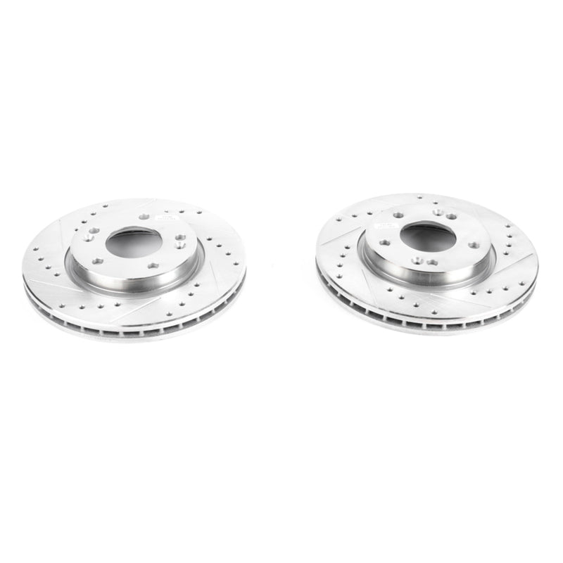 Power Stop 07-10 Hyundai Elantra Front Evolution Drilled & Slotted Rotors - Pair Brake Rotors - Slot & Drilled PowerStop