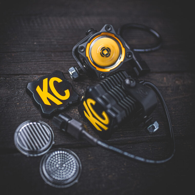 KC HiLiTES FLEX ERA 1 Single Light Cover ONLY (Black/Yellow KC Logo) Light Accessories and Wiring KC HiLiTES