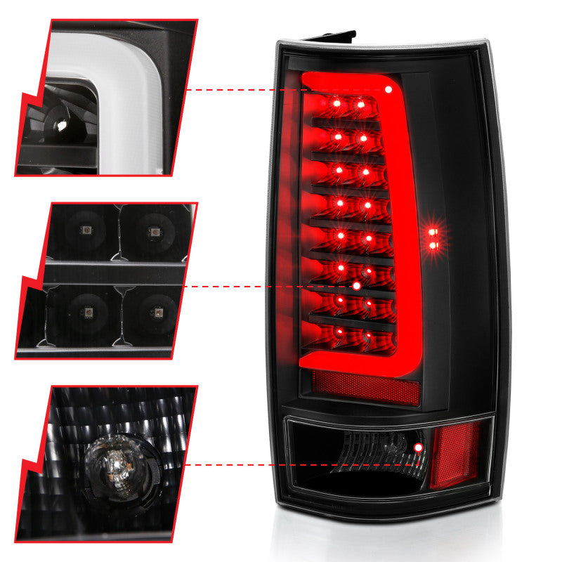ANZO 2007-2014 Chevy Tahoe LED Taillight Plank Style Black w/Clear Lens Tail Lights ANZO