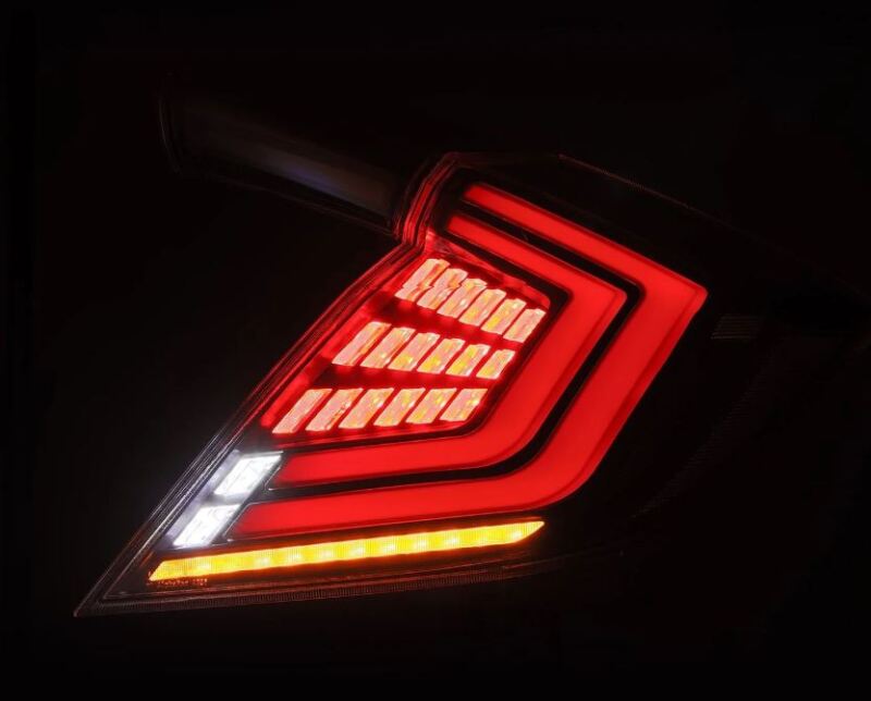 AlphaRex 16-21 Honda Civic Hatchback / Type-R FK8 Nova-Series LED Tail Lights (Pair) - Black Tail Lights AlphaRex