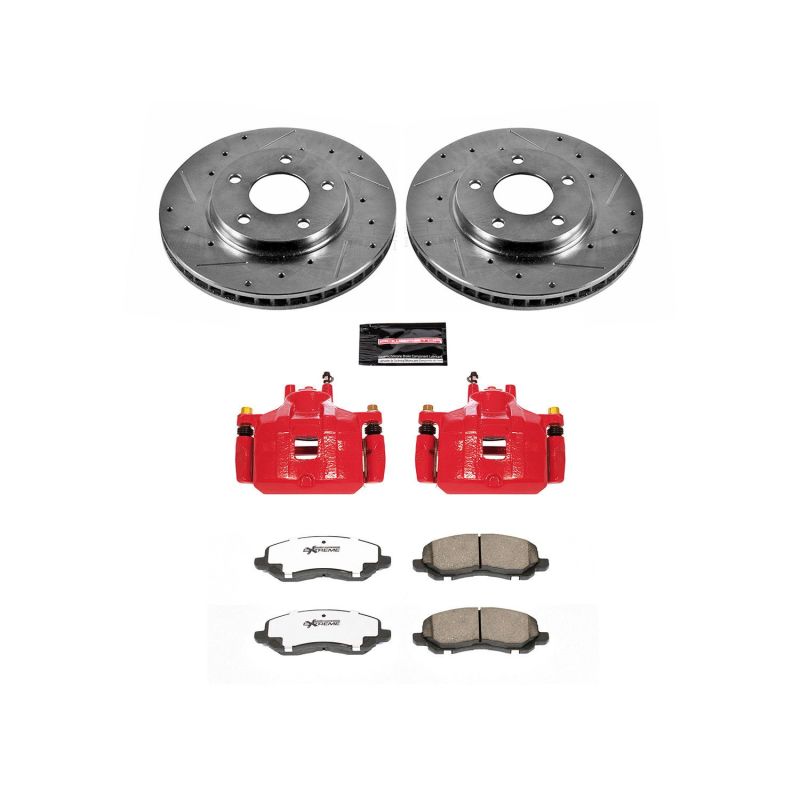 Power Stop 08-17 Mitsubishi Lancer Front Z26 Street Warrior Brake Kit w/Calipers Brake Kits - Performance D&S PowerStop