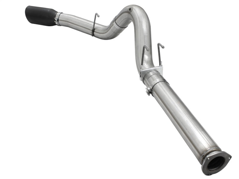 aFe MACHForce XP Exhaust 5in DPF-Back Stainless Steel Exht 2015 Ford Turbo Diesel V8 6.7L Black Tip DPF Back aFe